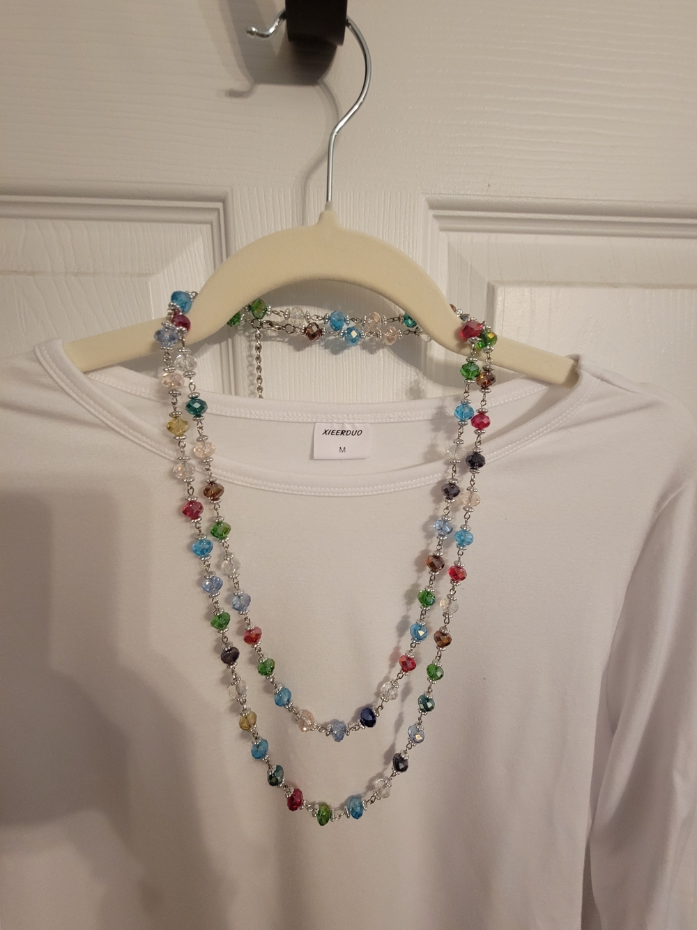 Multicolor Faceted Glass Bead Single Or Double-Strand Necklace